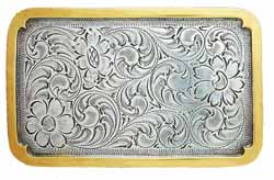 37230 Rectangle silver buckle with gold border